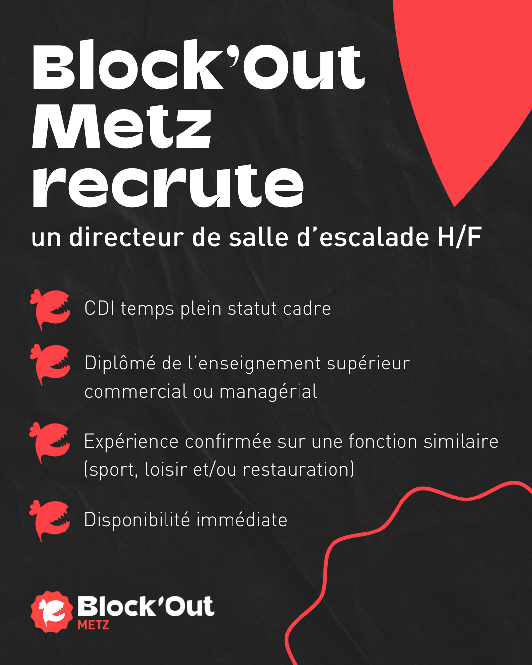 Block’Out Metz recrute son/sa futur(e) directeur(trice) de salle d’escalade 